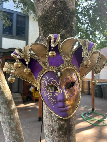 Venetian mask purple and - mask, gold