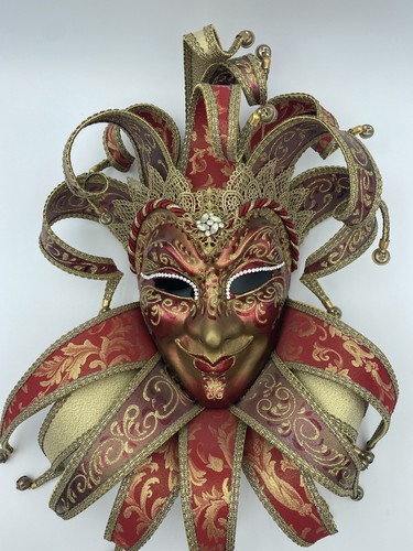 Venetian mask red and gold - and,