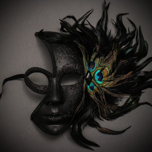Black venetian peacock - black, feather