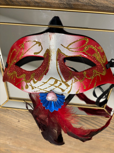 Red gold venetian masquerade - red,