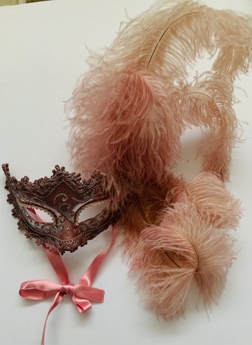 Venetian mask pink gold - venetian,