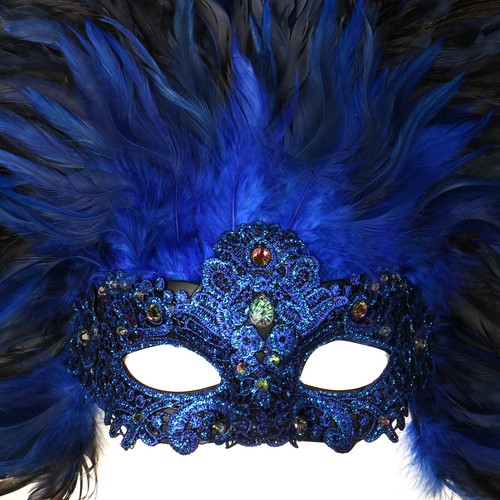 Blue venetian carnival feather - venetian,