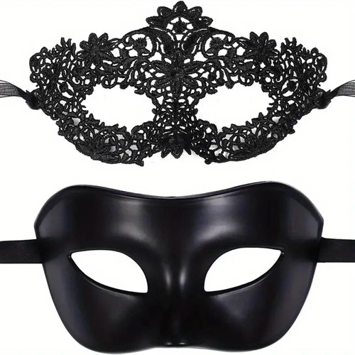 Black white lace masquerade - black,