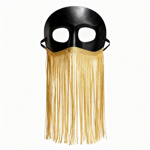 Black leather fringe - black,