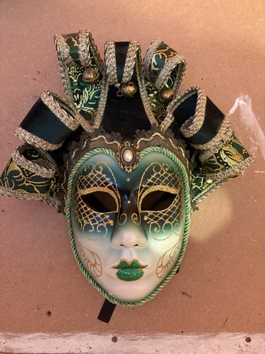 Venetian style wall mask green - style,