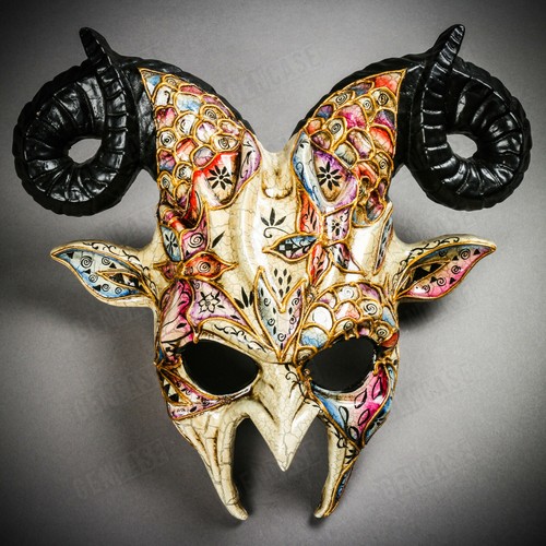 Venetian white demon mask - demon, w/